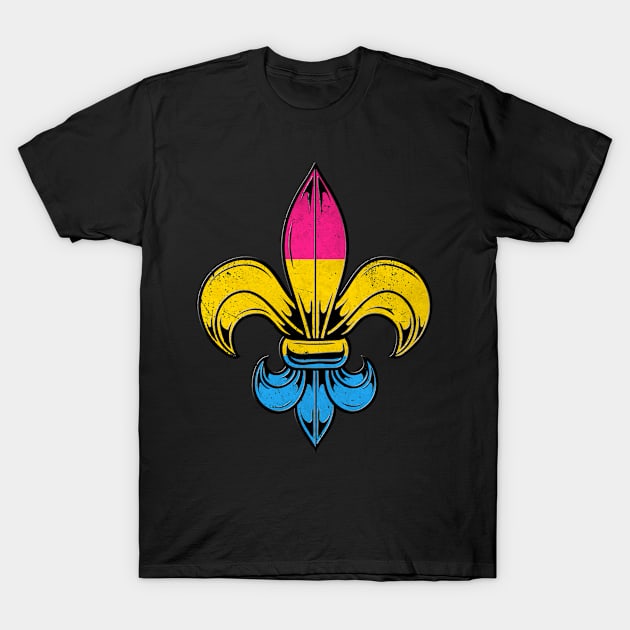 Pansexual Pride Flag Fleur de Lis T-Shirt T-Shirt by wheedesign